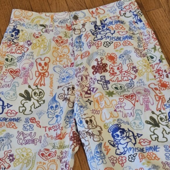 Krush Kandy Graffiti Jeans –Streetwear Art Statement –Stylized Cartoon–Size L - Picture 5 of 9